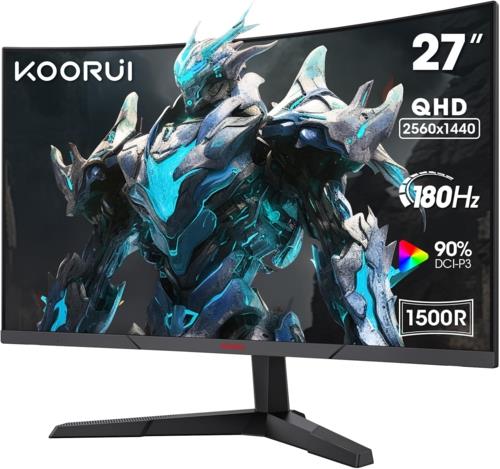 Koorui 27" 27E6QCA Curved 180Hz Gaming 2K Monitör Siyah 1ms