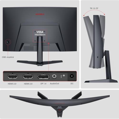 Koorui 27" 27E6CA Curved 180Hz Gaming Monitör Siyah 1ms