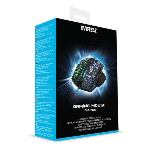 Everest SM-700 USB 3200DPI Oyuncu Mouse Siyah