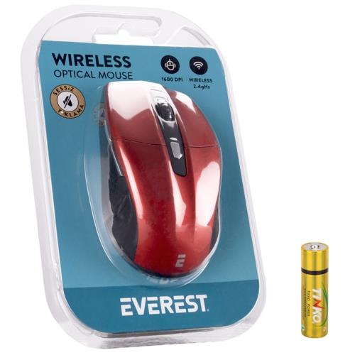 Everest SM-861 Usb Kırmızı 800/1200/1600dpi Süper Sessiz Kablosuz Mouse