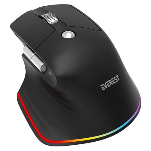 Everest SMW-178 HANDY 2in1 4000 DPI Yatay/Dikey Wheel Ergonomik RGB Mouse SİYAH