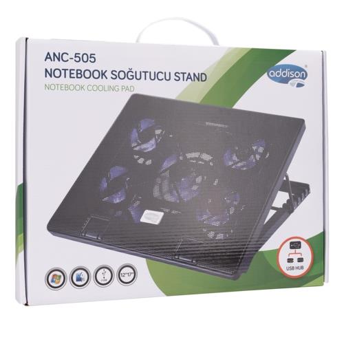 Addison ANC-505 Siyah Notebook Soğutucu Mavi Renkli Led Fanlı