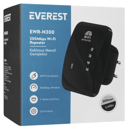 Everest EWR-N300 Kablosuz Menzil Genişletici 2.4GHz 300Mbps