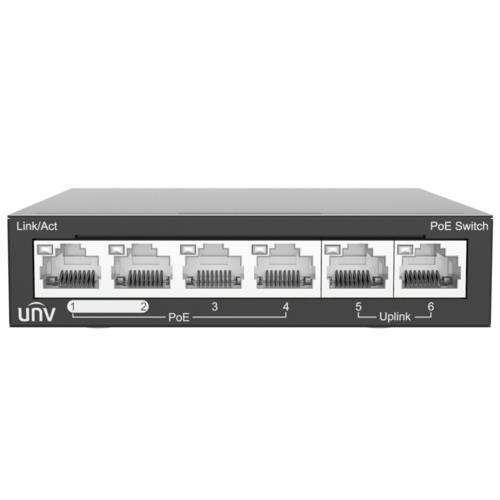 UNV 4 Port 10/100 PoE + 2 Port 10/100 Eth. 60W PoE Switch NSW2020-6T-POE-IN