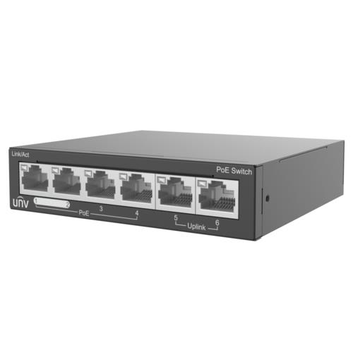 UNV 4 Port 10/100 PoE + 2 Port 10/100 Eth. 60W PoE Switch NSW2020-6T-POE-IN
