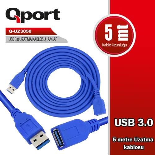 Qport Q-UZ3050 5M USB 3.0 Uzatma Kablosu