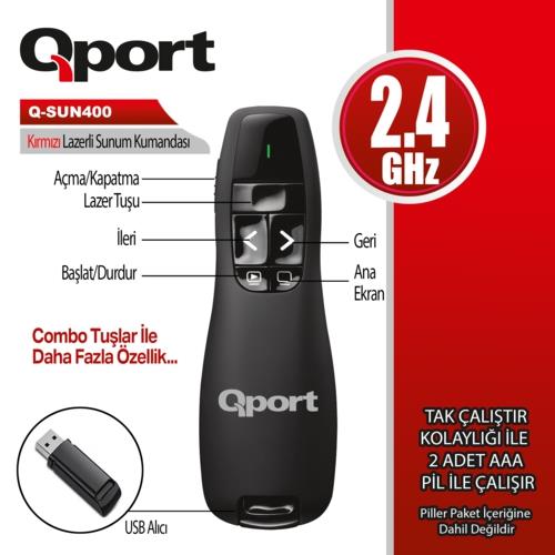 Qport Q-Sun400 Usb Kırmızı Lazerli Sunum Kumandası(Presenter)