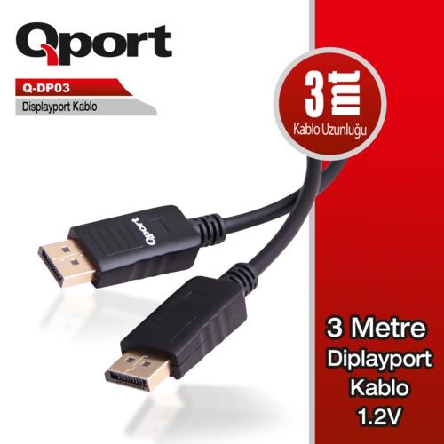 Qport Q-DP03 Display Port 1.2V 3m Kablo