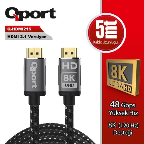 Qport Q-HDMI215 5m Hdmi Altın Uçlu Örgülü Kablo