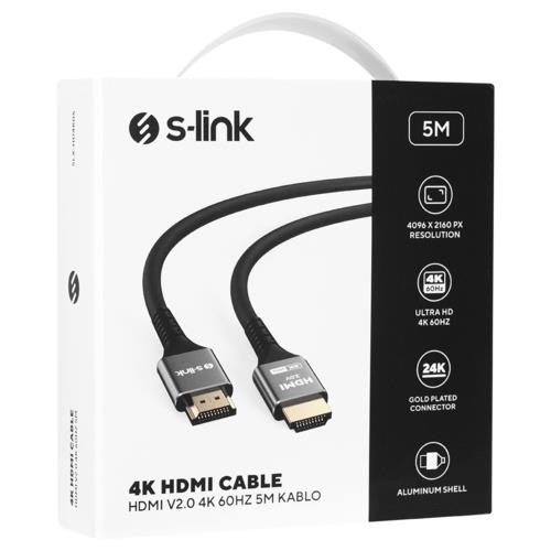 S-link SLX-HD4K05 19+1 HDMI to HDMI 5m Metal v2.0 4K (4096*2160) 60Hz Kablo