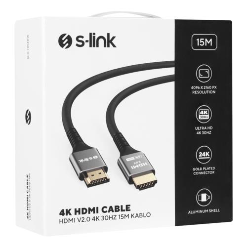 S-link SLX-HD4K15 19+1 HDMI to HDMI 15m Metal v2.0 4K (4096*2160) 30Hz Kablo