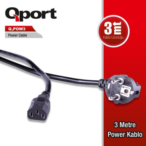 Qport Q-POW3 3m Pc Power Kablosu