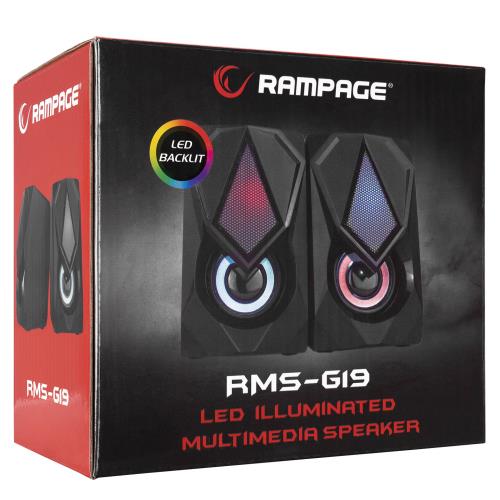 Rampage RMS-G19 2.0 5 Watt LED Işıklı Siyah Multimedia Speaker