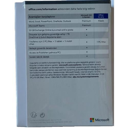 Microsoft Office 2021 Ev ve İş Kutu TR Win/Mac T5D-03555