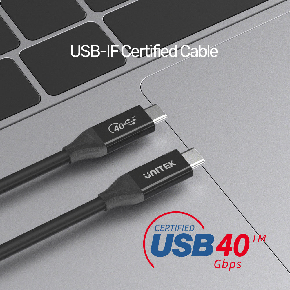 UNITEK USB4 THUNDERBOLT KABLO 0.8MT 40GBPS, 8K&60Hz,100W (C14100BK-0.8M)