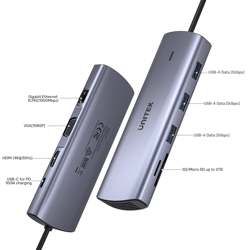 UNITEK USB-C 9in1 UNIVERSAL DOCKING STATION (D1113A)