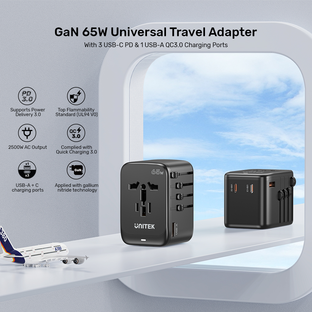 Unitek 65W Universal Travel Adaptör (P1122ABK)