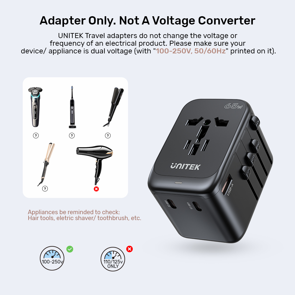 Unitek 65W Universal Travel Adaptör (P1122ABK)