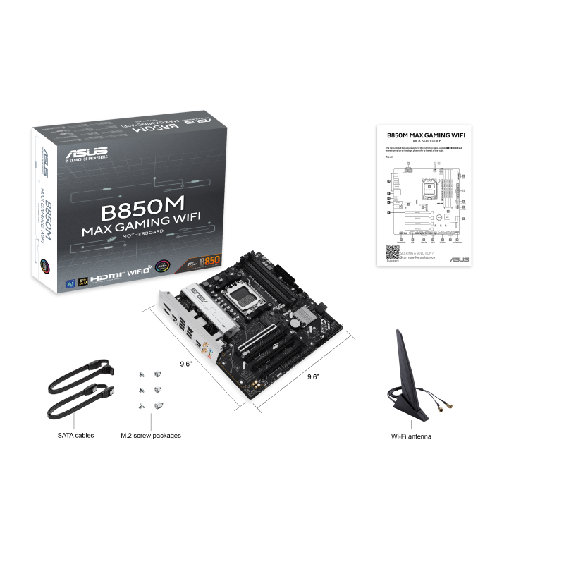 ASUS B850M MAX GAMING WIFI AM5 DDR5 8000MHZ(OC)  mATX HDMI ANAKART