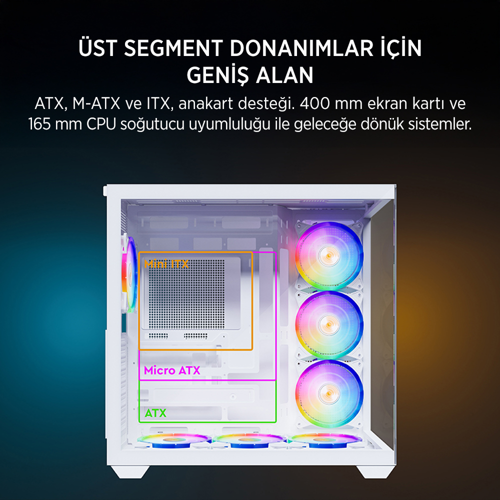 JAMES DONKEY STARK S801 7X ARGB 650W GAMING CASE WHITE