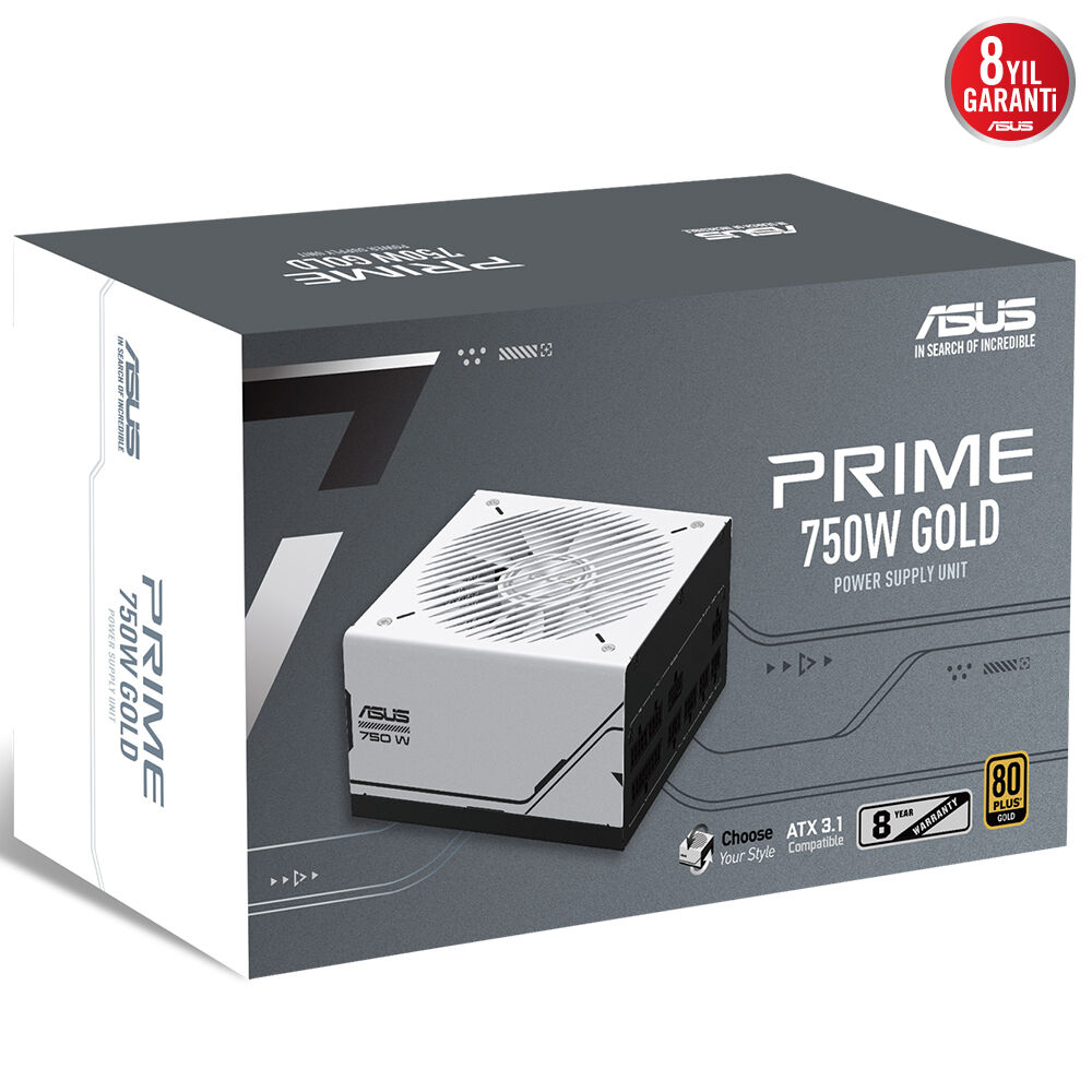 ASUS PRIME AP-750G 80+ GOLD 750W PCIe 5.1 ve ATX 3.1 UYUMLU MODÜLER GÜÇ KAYNAĞI