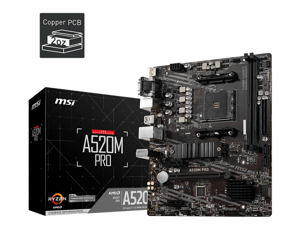 MSI A520M PRO DDR4 3200MHZ 1XVGA 1XHDMI 1XDP 1XM.2 USB 3.2 MATX AM4 (AMD AM4 5000/4000 /3000 SERİSİ İLE UYUMLU) 
