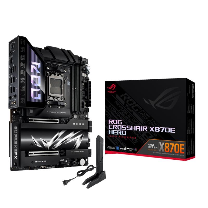 ASUS ROG CROSSHAIR X870E HERO DDR5 8000MHZ 1XHDMI 1XDP 4XM.2 AM5 ATX (AMD 9000/8000/7000 SERİ İŞLEMCİ UYUMLU) 