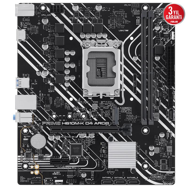 ASUS PRIME H610M-K D4 ARGB DDR4 3200MHZ 1XHDMI 1XM.2 USB 3.2 MATX 1700P 
