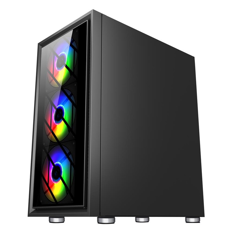 1ST PLAYER AR7-G SİYAH 750W 80+ SILVER ATX 3.1 ARGB 4X12CM FAN TEMPERLİ CAM USB 3.0 ATX KASA 