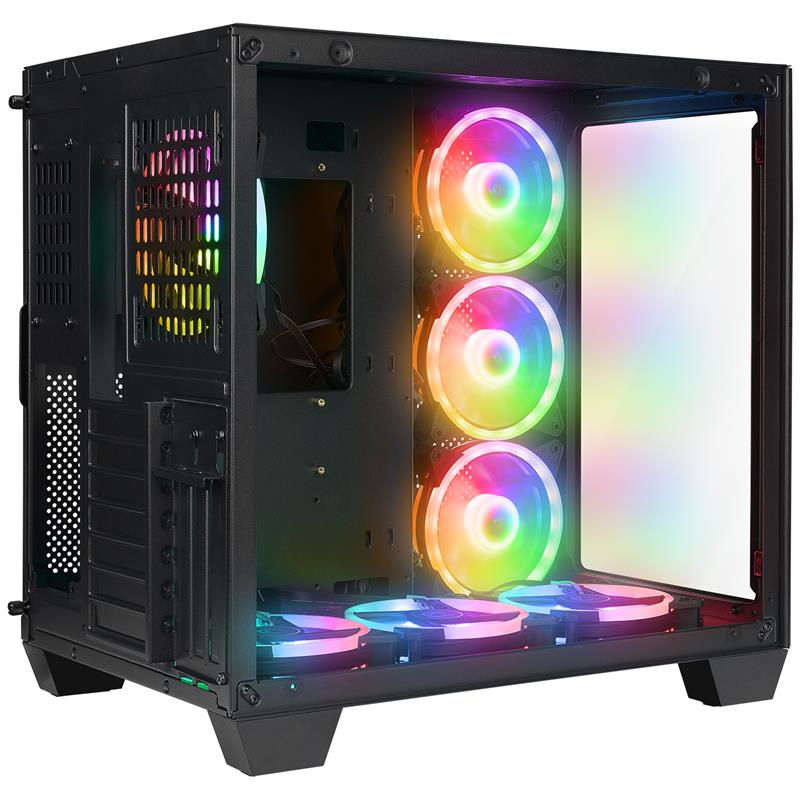 RAMPAGE ICEWAVE PSU YOK SİYAH TEMPERLİ CAMLI 7X120MM ARGB FAN+KONTROLCÜ TRANSPARAN E-ATX MIDI TOWER KASA 
