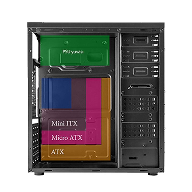 VENTO TA-K62 550W 1X80MM FAN USB 3.0 MIDI TOWER SİYAH KASA 