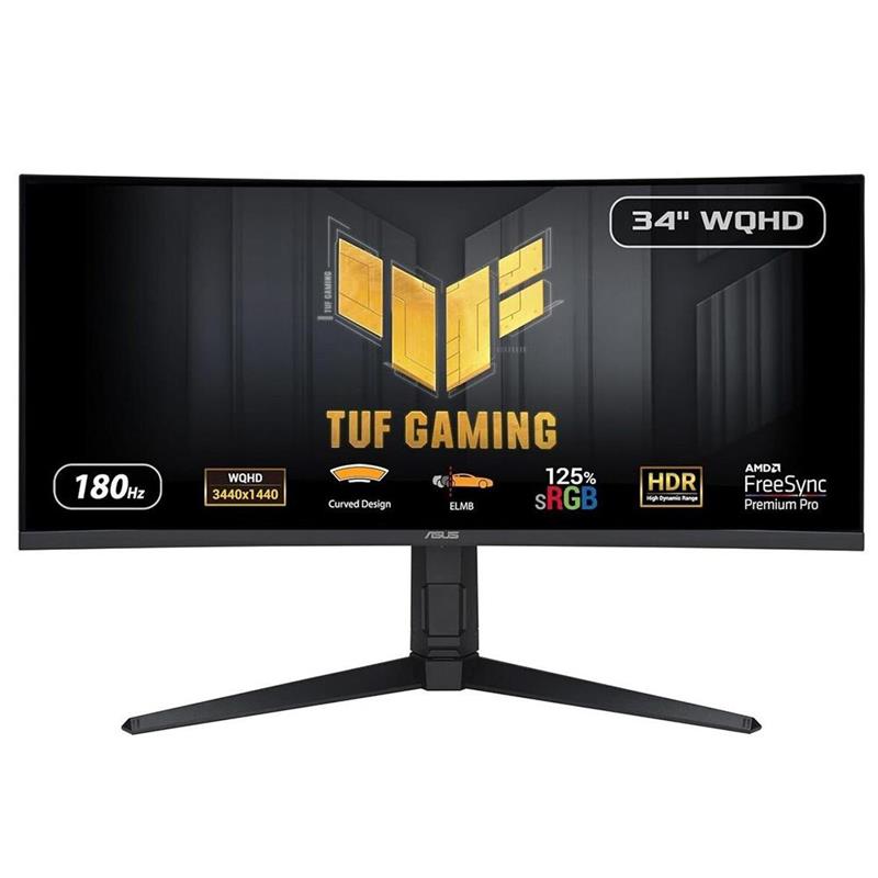 34 ASUS TUF GAMING VG34VQL3A 1MS 180HZ 2XHDMI 2XDP 3XUSB 3.2 WQHD 3440X1440 HOPARLÖR CURVED PIVOT VESA SİYAH 