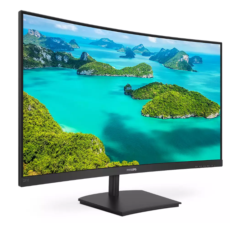 27 PHILIPS 271E1SCA/00 4MS 75MHZ 1XVGA 1XHDMI FHD 1920X1080 HOPARLÖR FREESYNC FLICKER-FREE CURVED VESA SİYAH 