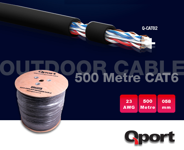 QPORT Q-CATO2 CAT6 23 AWG UTP 500M OUTDOOR KABLO 
