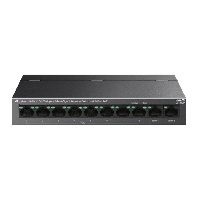 TP-LINK LS1210P 8 PORT 10/100MBPS+2-PORT GIGABIT 8-PORT POE+ 96W MASAÜSTÜ SWITCH 