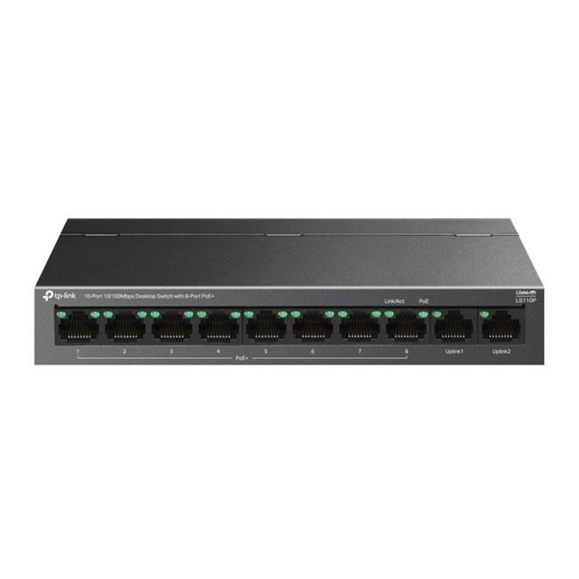 TP-LINK LS110P 10 PORT 10/100MBPS 8-PORT POE+ 96W MASAÜSTÜ SWITCH 