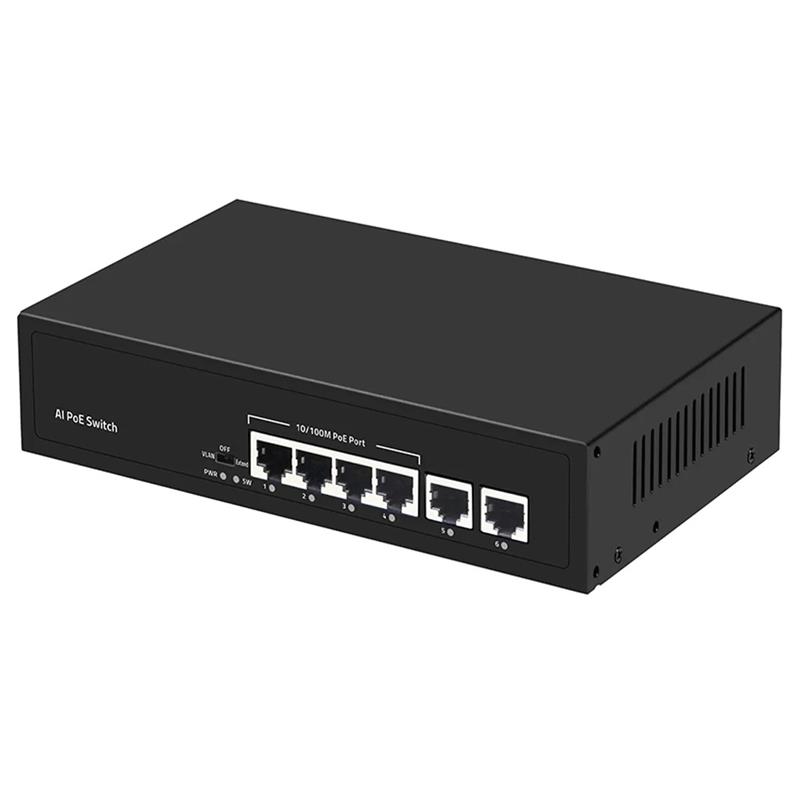 URANIUM POE-4020-55W 4 PORT 10/100 + 2 PORT 10/100 RJ45 UPLINK POE SWITCH (REALTEK CHIPSET) 