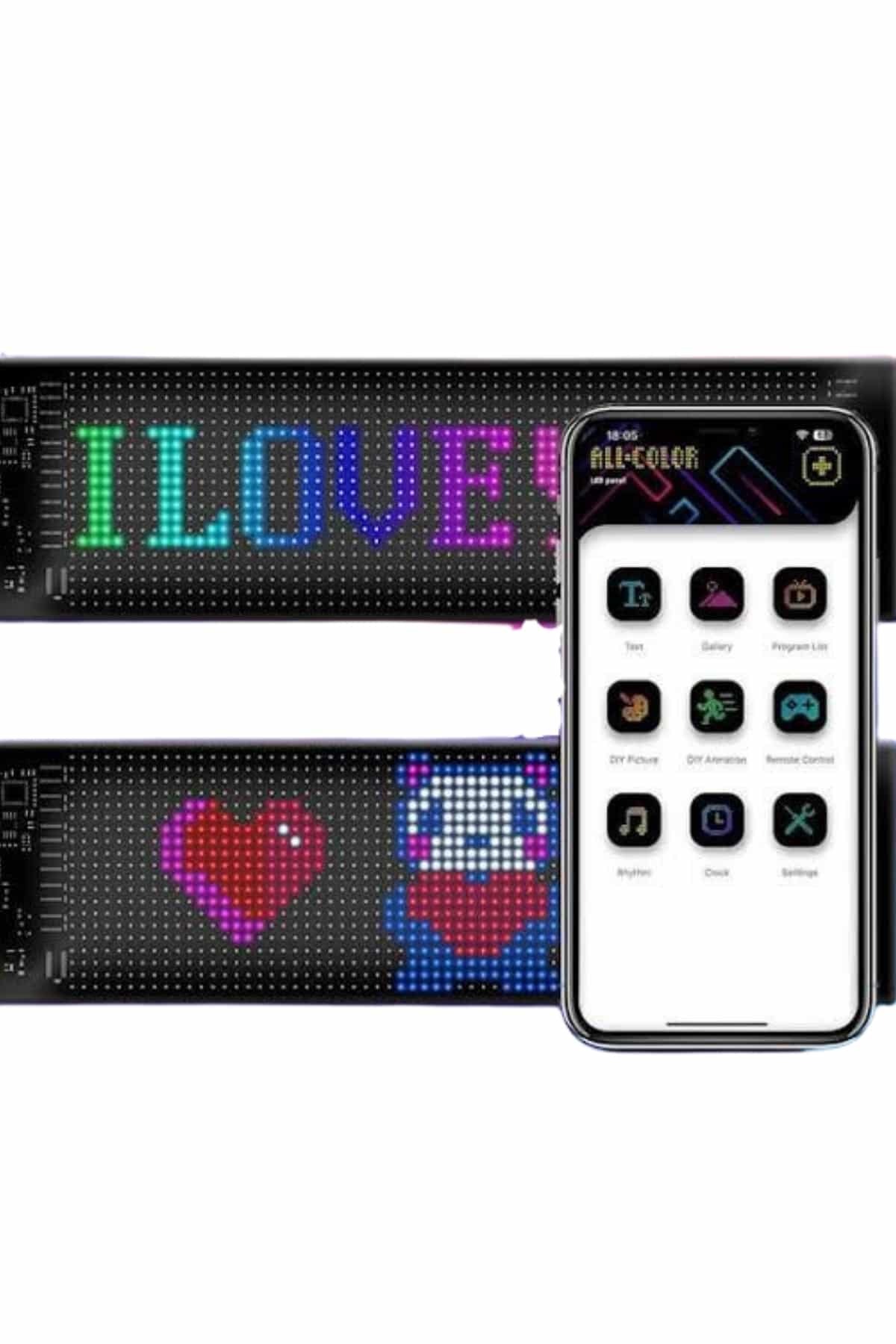 Led Matrix Bluetooth Bağlantılı Araç Camına Uygun Pixsel Görünümlü 16X96 pixel