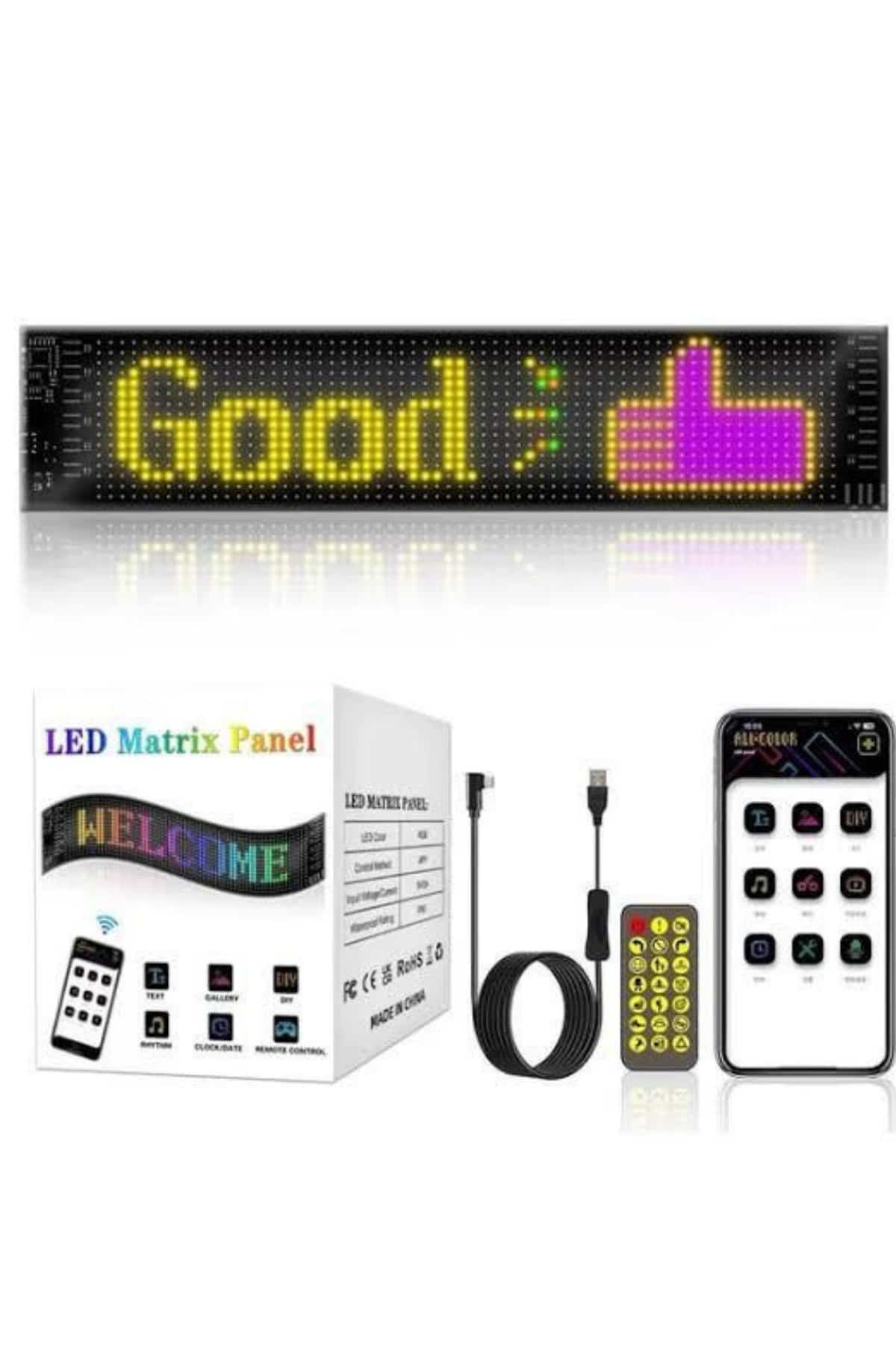 Led Matrix Bluetooth Bağlantılı Araç Camına Uygun Pixsel Görünümlü 16X96 pixel