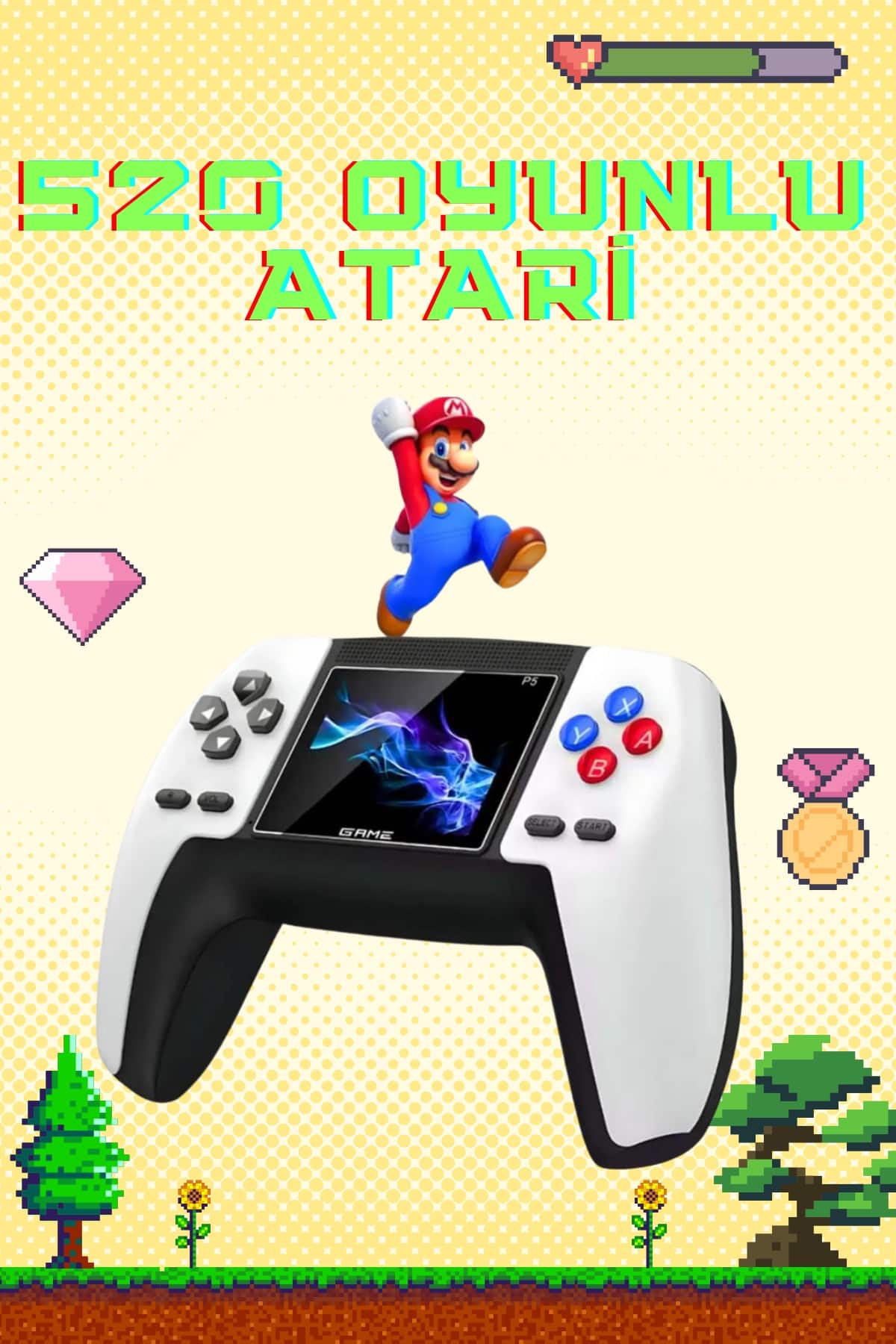 Retro Konsol P5 Uyumlu Taşınabilir 520 Oyunlu Kablosuz Game Stick