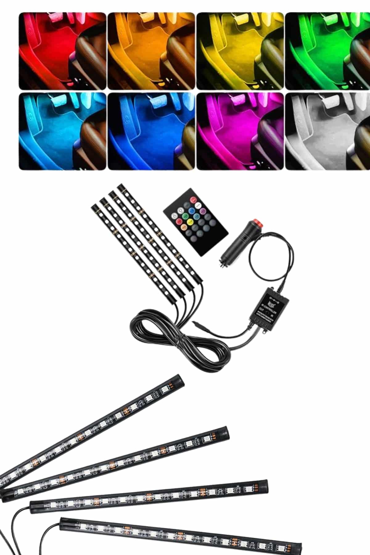 RGB Araç İçi Şerit LED Seti Müzik Kontrollü Ambiyans Aydınlatma