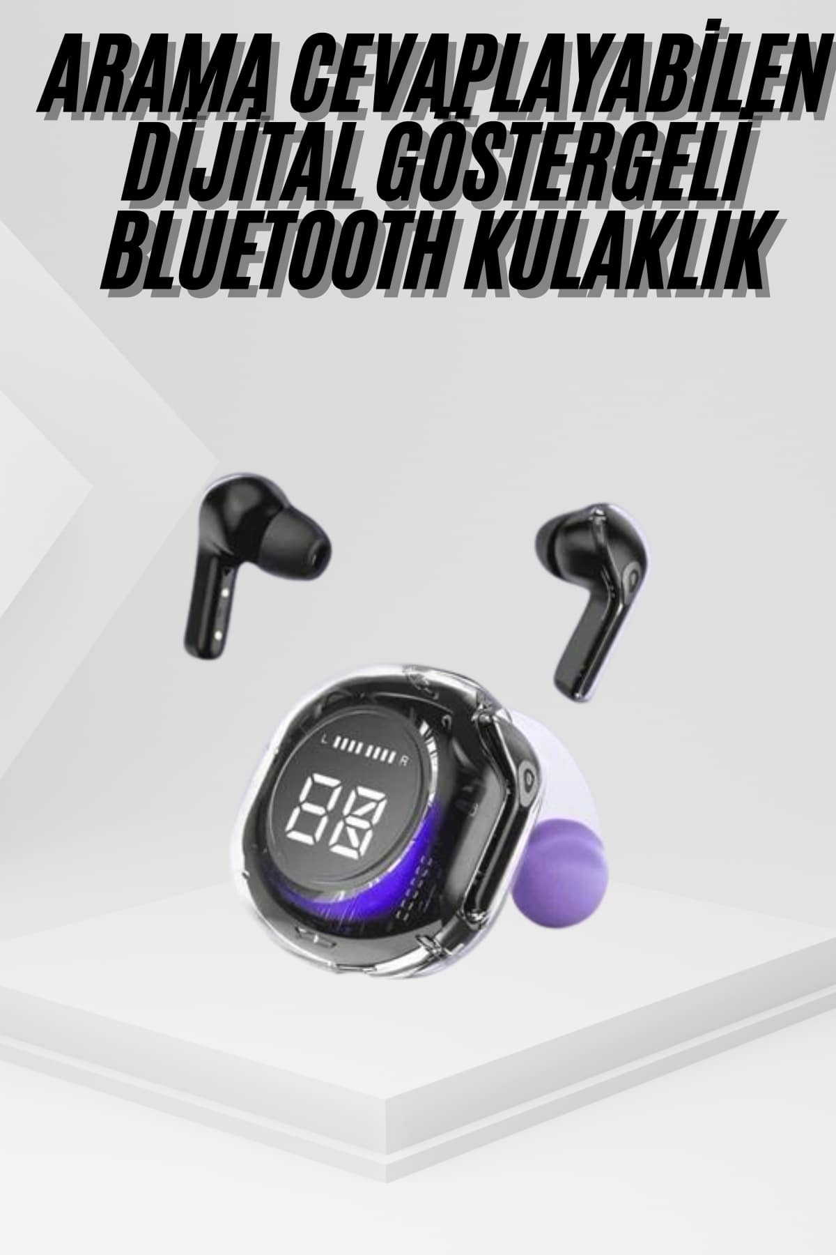 Kablosuz Dijital Göstergeli Powerbanklı IOS ve  Android Uyumlu Kulaklık