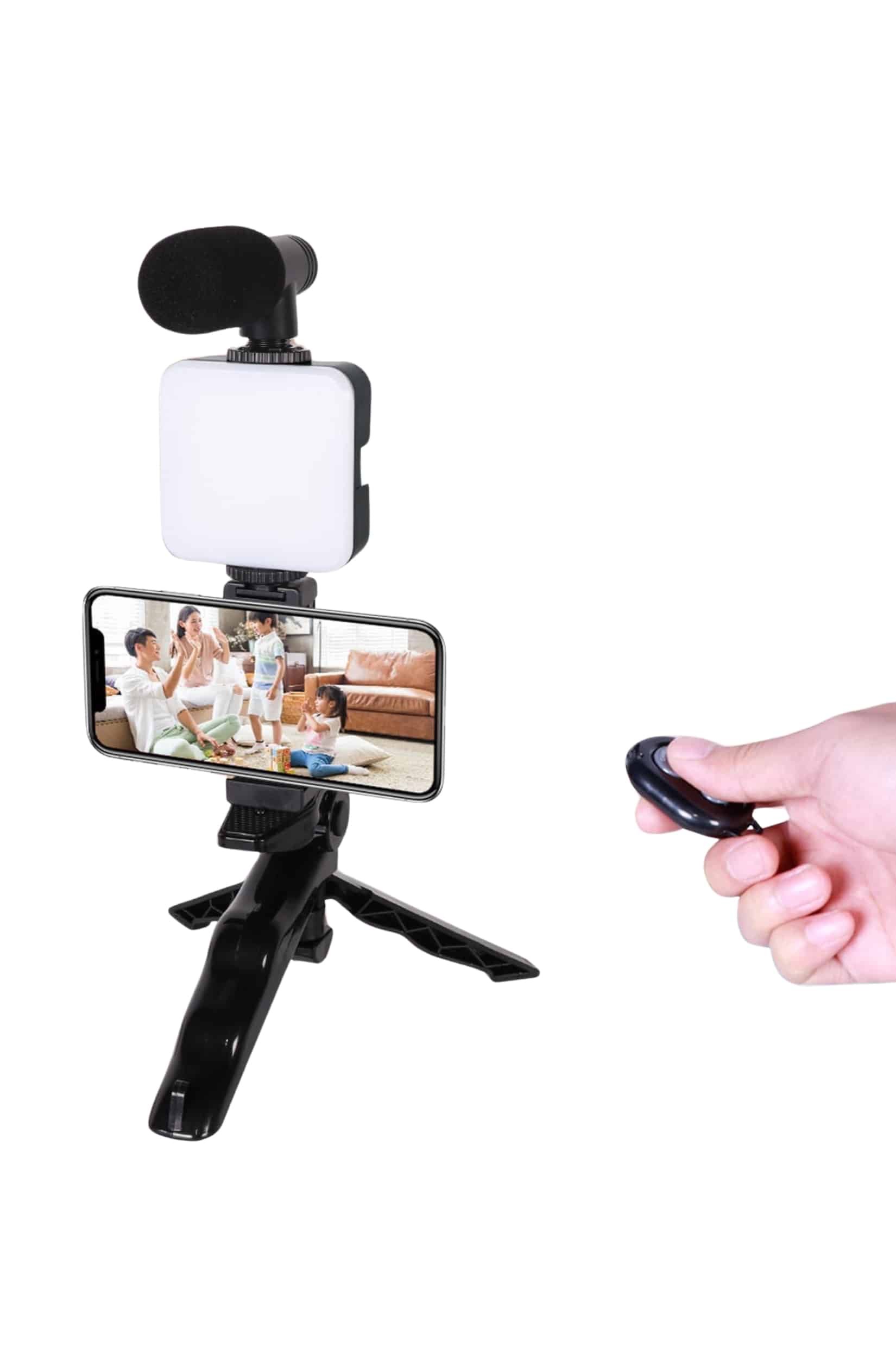 Telefon Tutucu Led Işıklı Kumandalı Mikrofon Telefon Vlog Video Kayıt Yeni Nesil