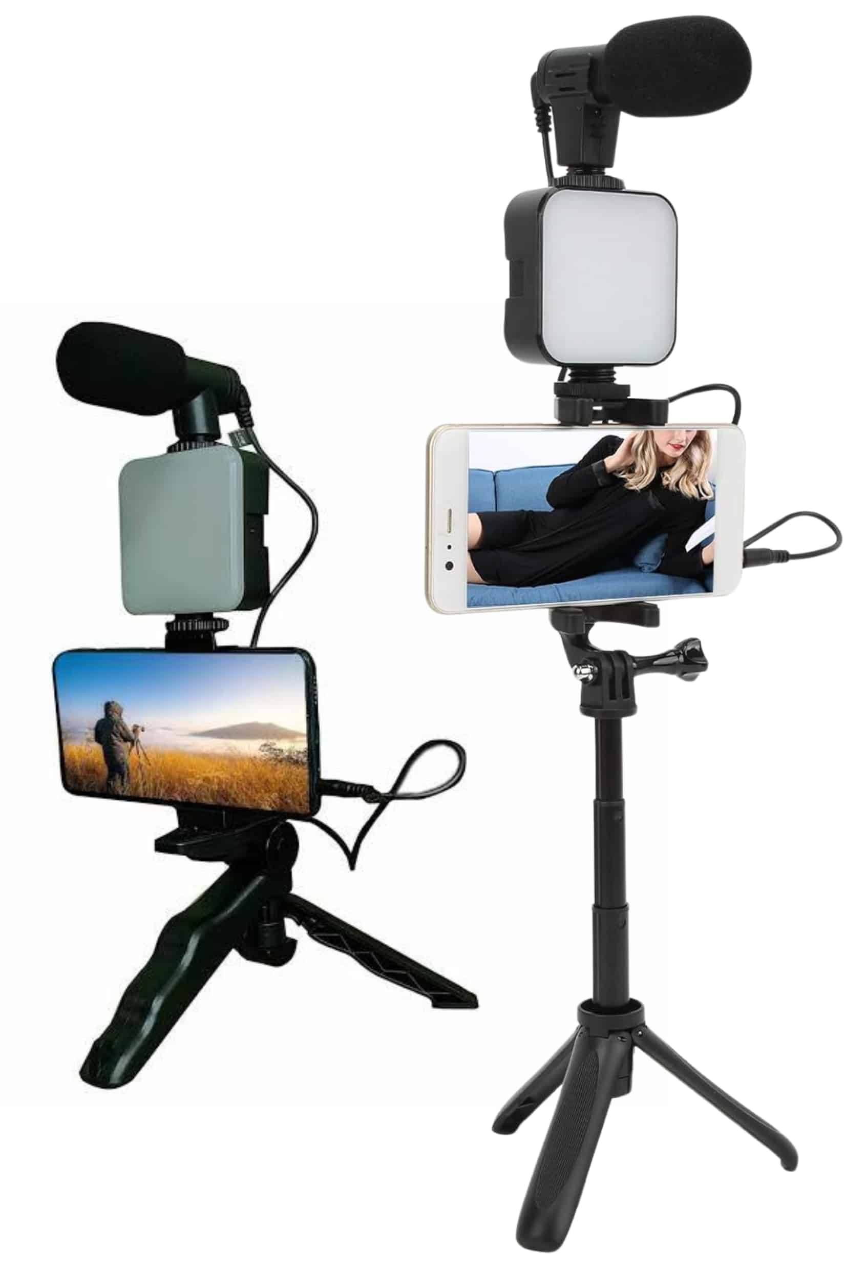 Telefon Tutucu Led Işıklı Kumandalı Mikrofon Telefon Vlog Video Kayıt Yeni Nesil
