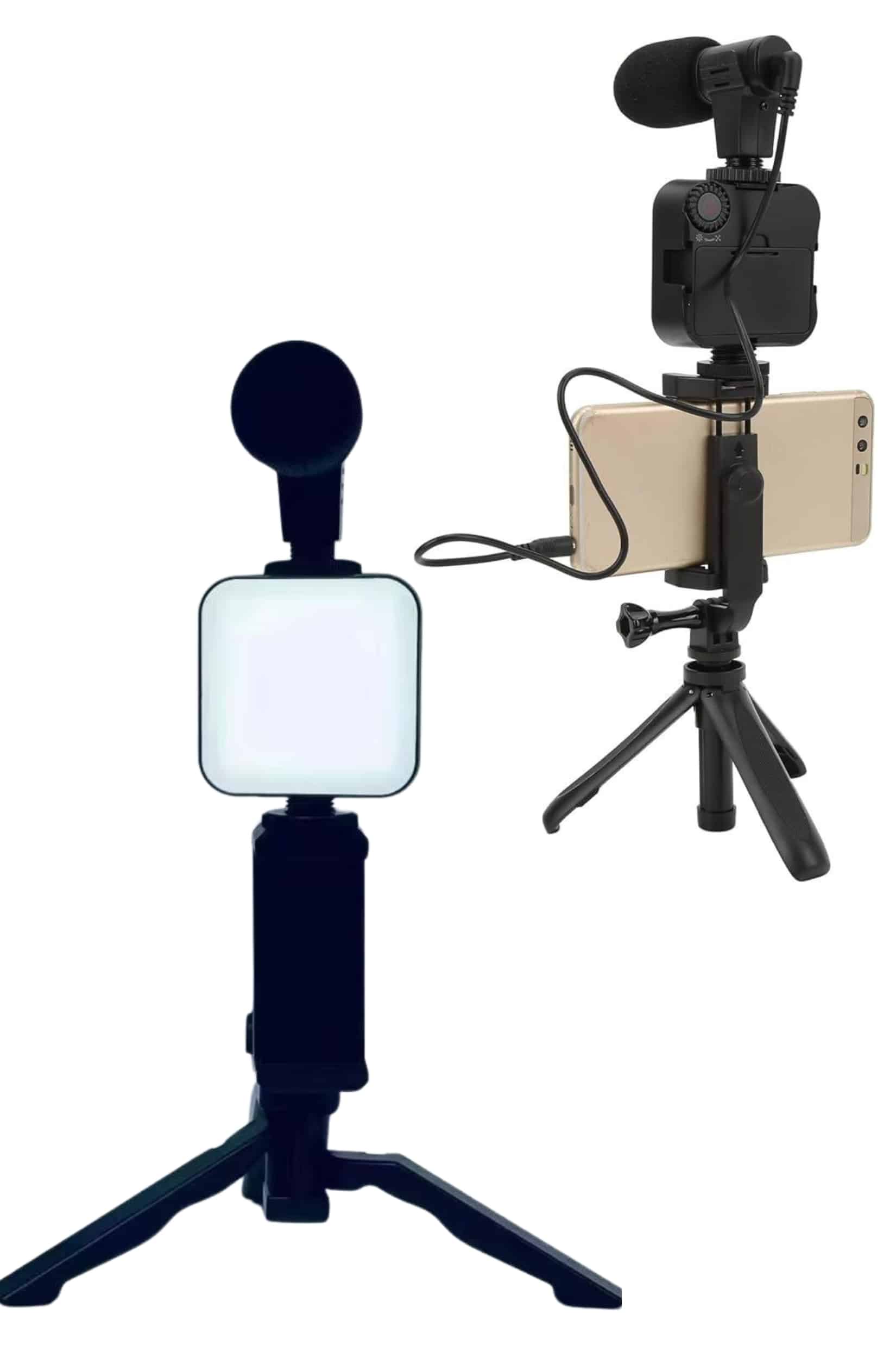 Telefon Tutucu Led Işıklı Kumandalı Mikrofon Telefon Vlog Video Kayıt Yeni Nesil
