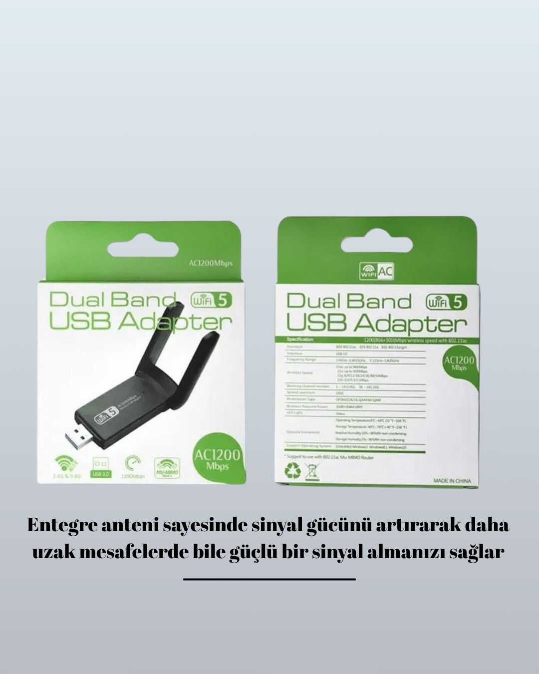 USB 3.0 Wireless Adaptör – 2.4GHz & 5GHz Destekli