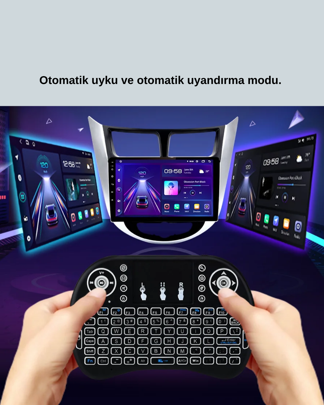 Işıklı Kablosuz Mini Klavye – 2.4 GHz, Dokunmatik Mouse Özellikli