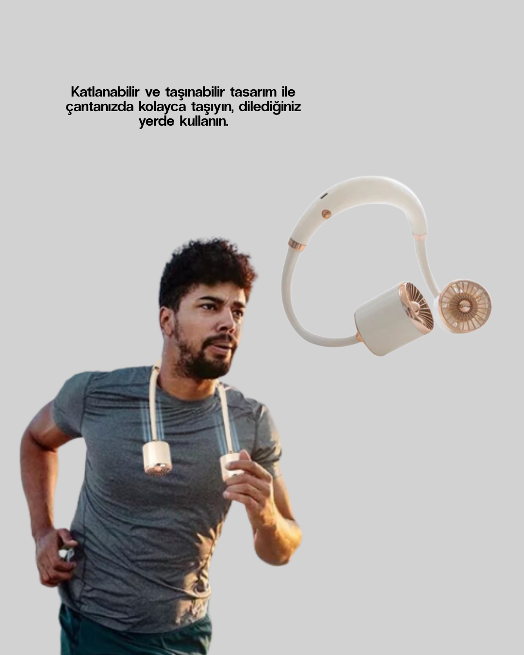 USB Şarjlı Katlanabilir Mini Boyun Fanı 1–3 Saat Kullanım