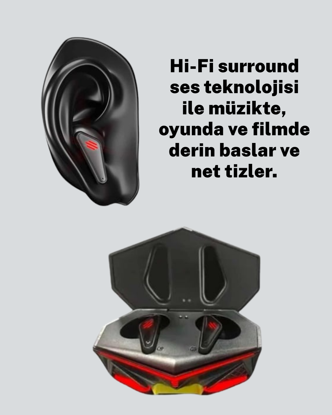 Kablosuz Bluetooth 5.0 Metal Kasa Gaming Kulaklık Yeni Nesil