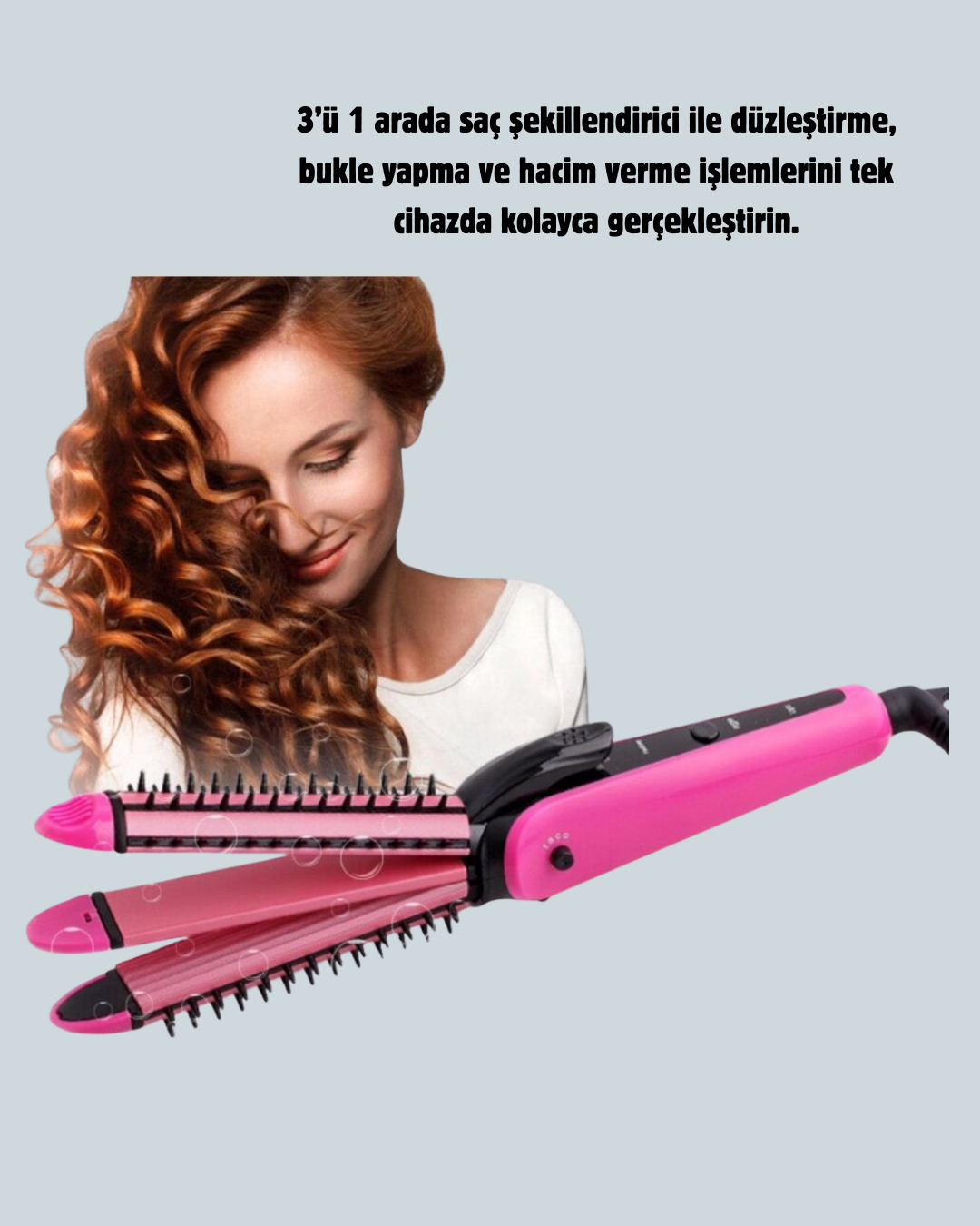 Saç Şekillendirici Maşa ve Düzleştirici 2’si 1 Arada